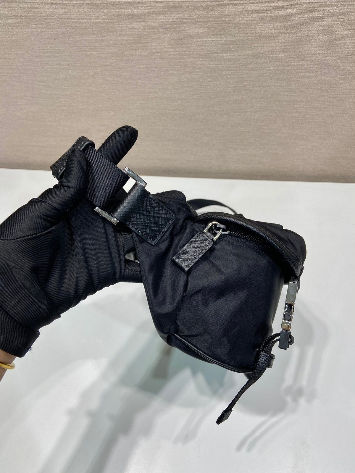 Prada Mini Messenger Bag 20cm Black Re-Nylon Leather