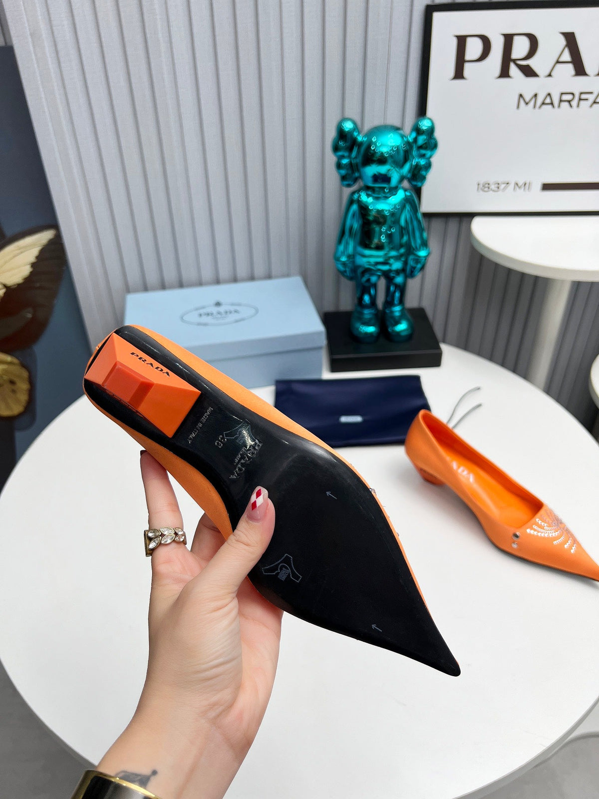 Prada 26SS Pumps 4cm Orange Satin 680960