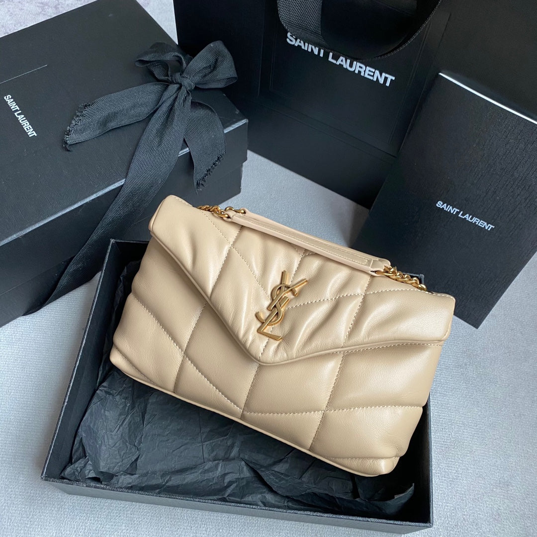 LOULOU MINI 23 CREAM QUILTED GOLD HARDWARE