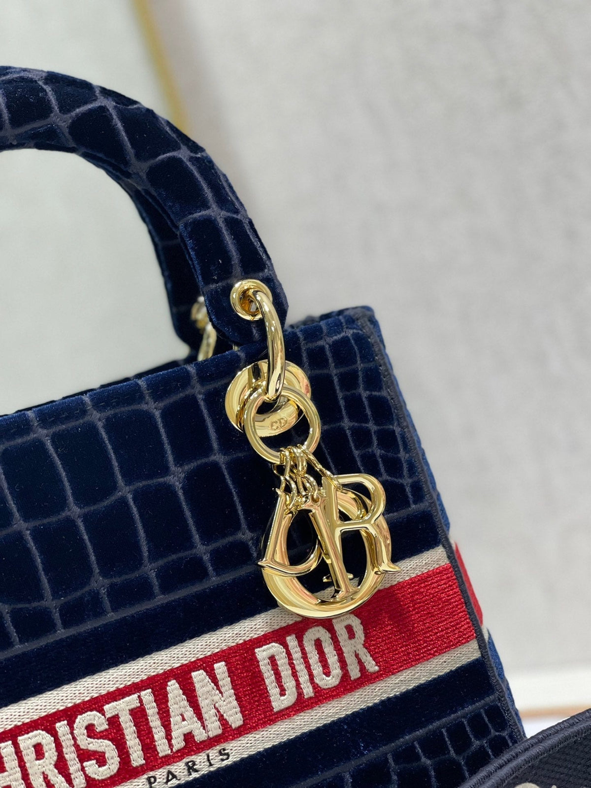 CD Velvet Crocodile Pattern 24 Lady Dior Bag Canvas 336657