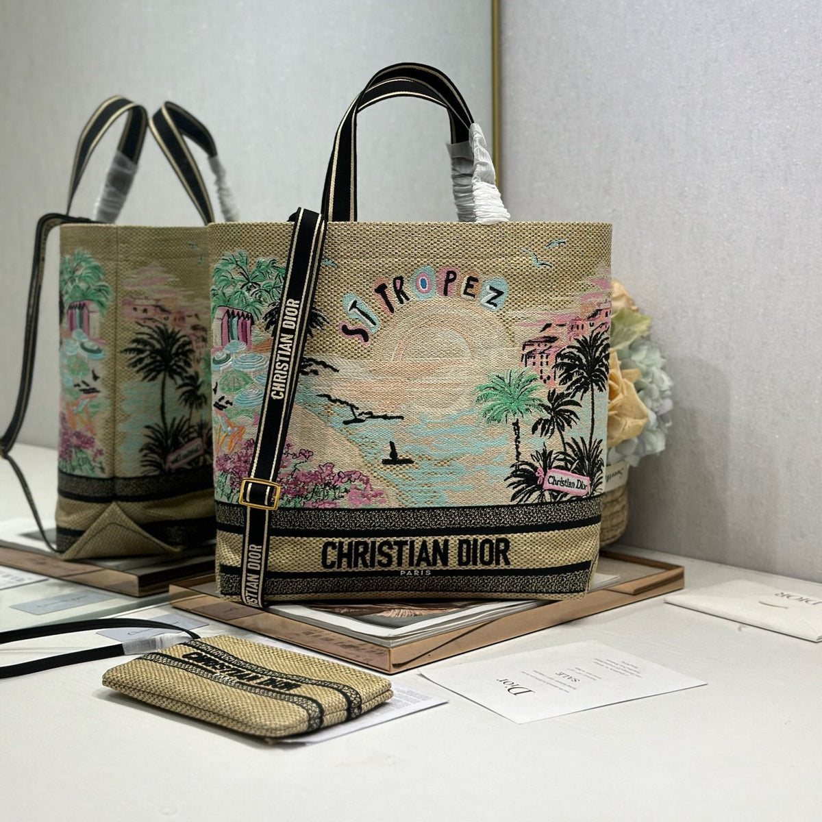 CD Fall 2025 Souvenir Large Book Tote Beige Cotton 288606