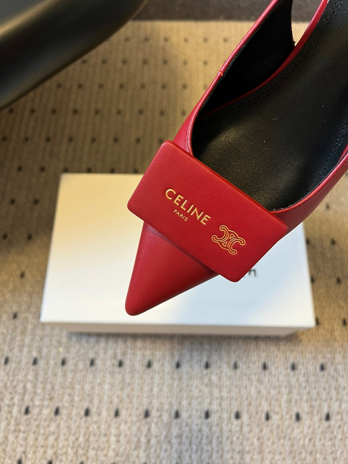 Celine Signature Slingback 5cm Red Lambskin 619635
