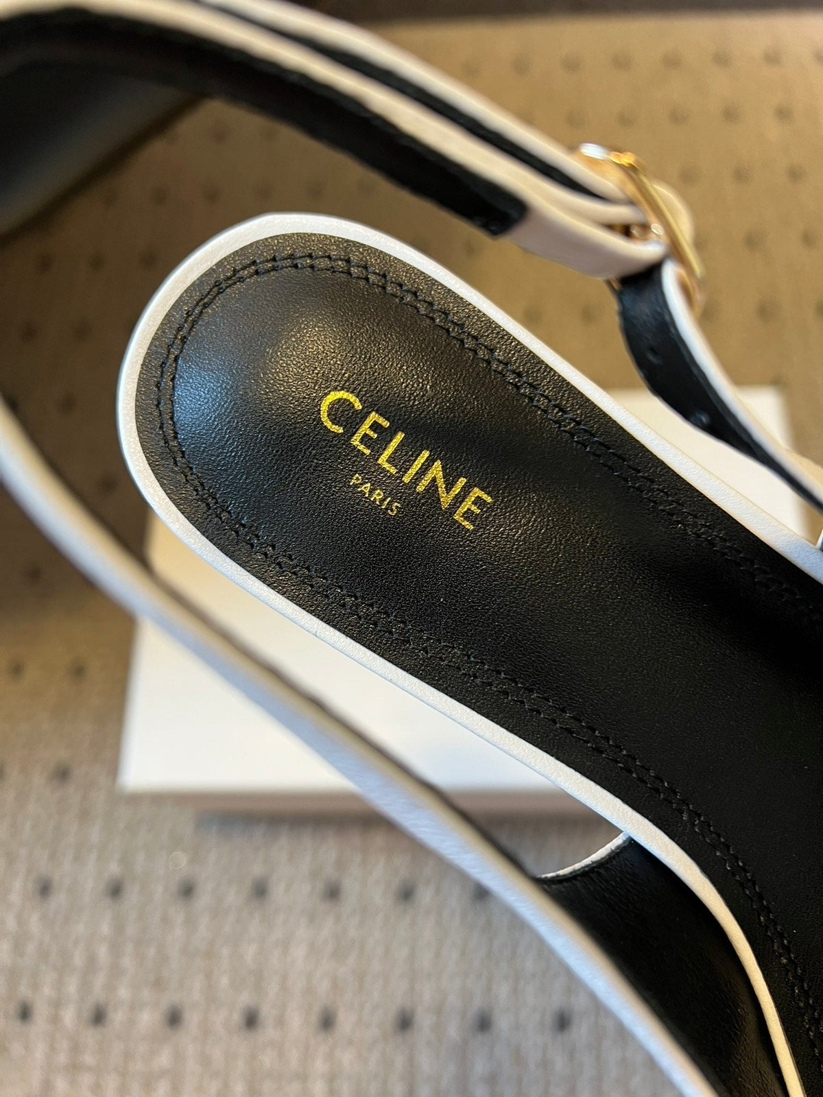 Celine Signature Slingback 5cm White Lambskin 619636