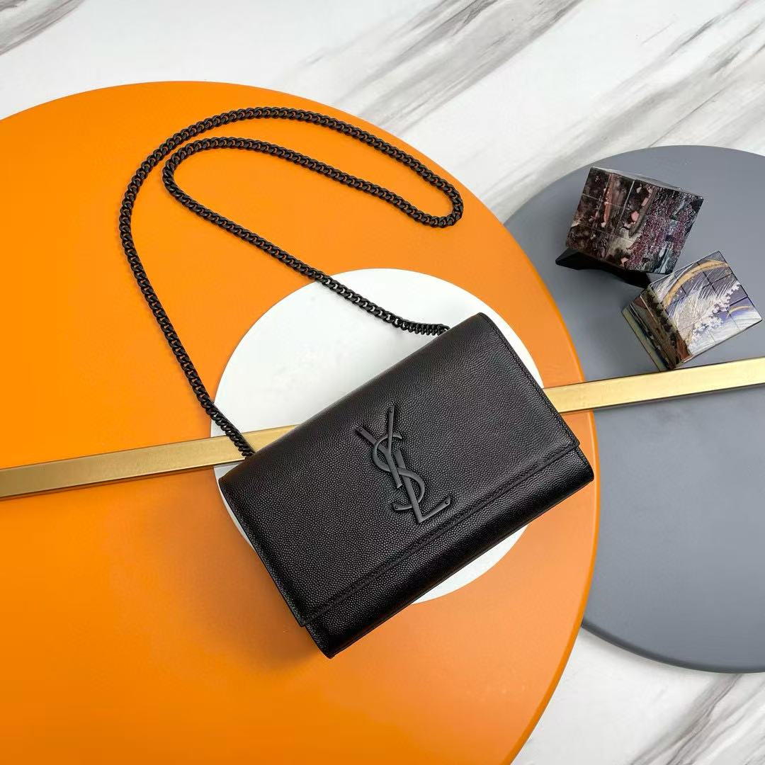 YSL Kate Small Shoulder Bag 20cm Black Grain Cowhide