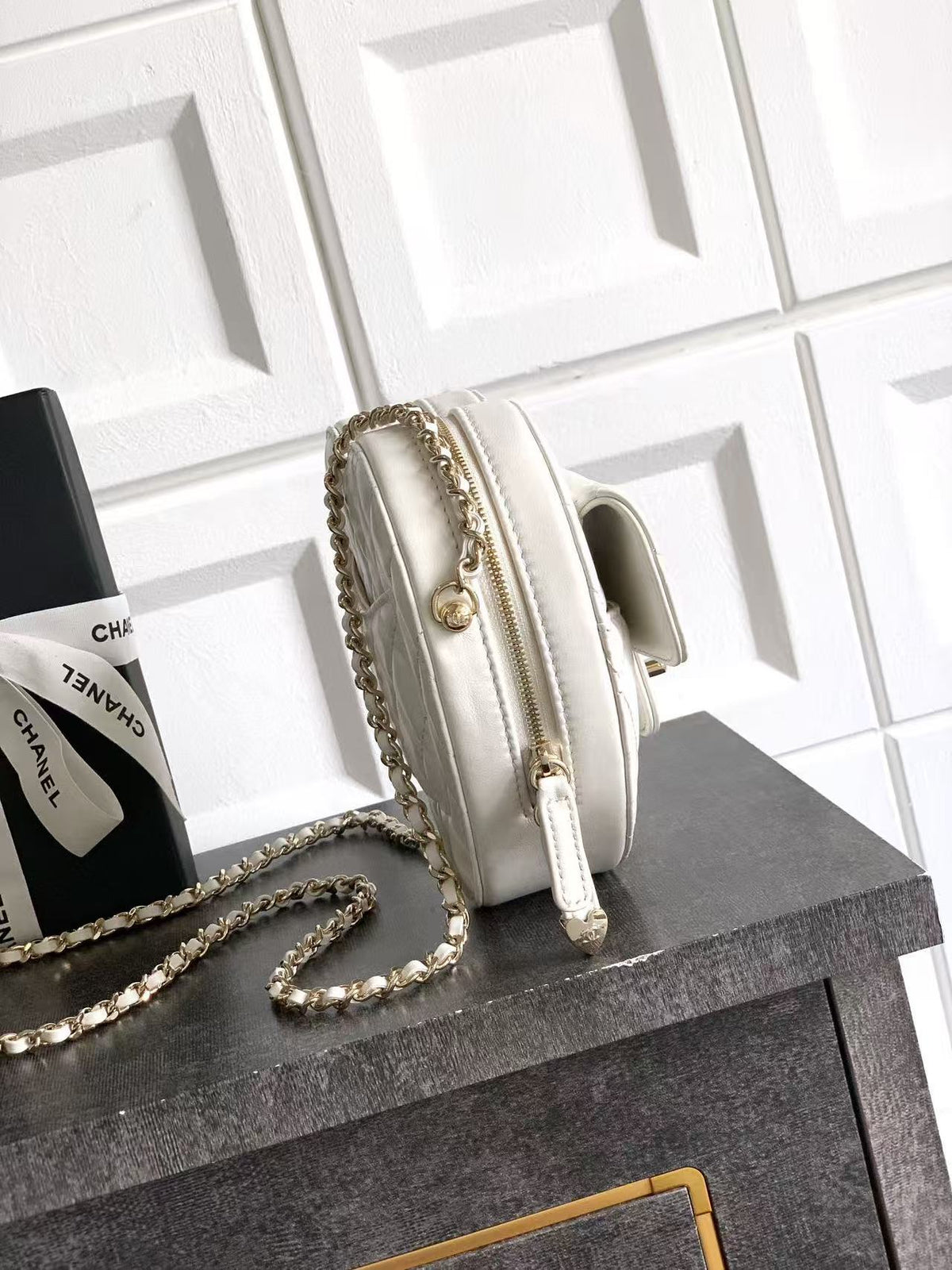 Chanel 2026 Quilted CC In Love Heart Bag White Lambskin