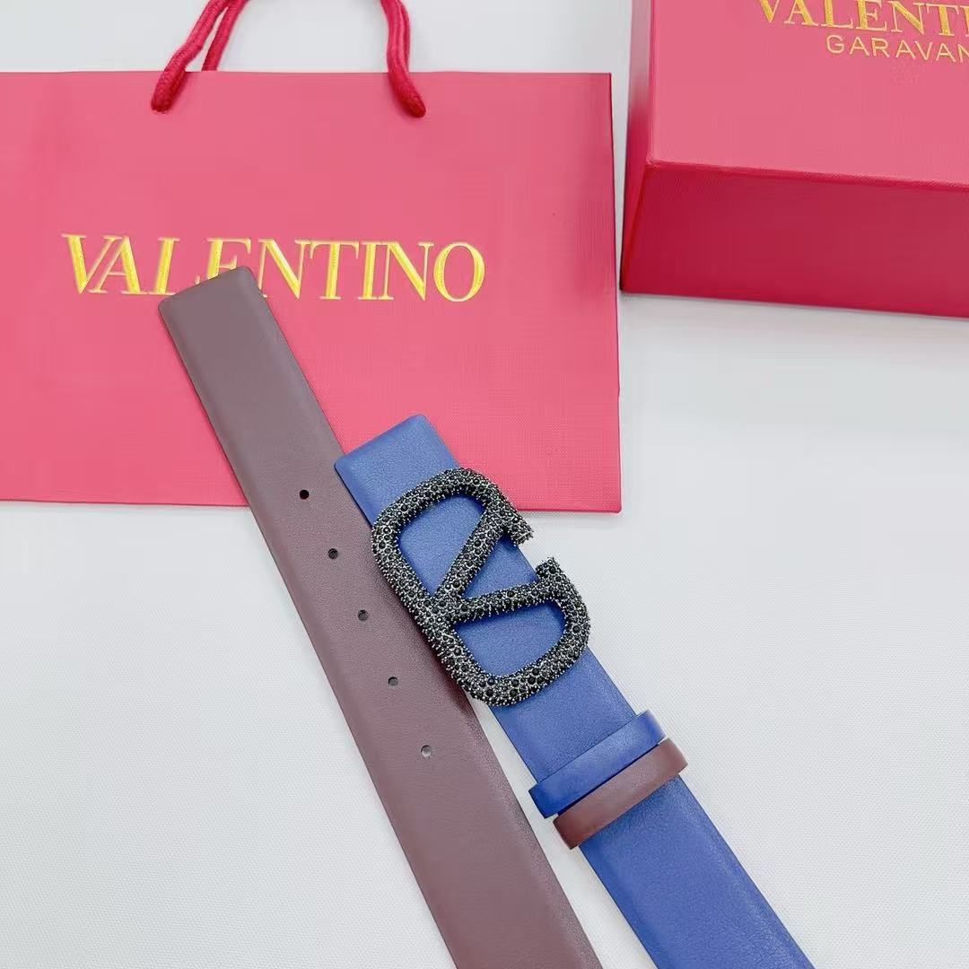 VLOGO SIGNATURE REVERSIBLE BELT 40MM BLUE BROWN CALFSKIN