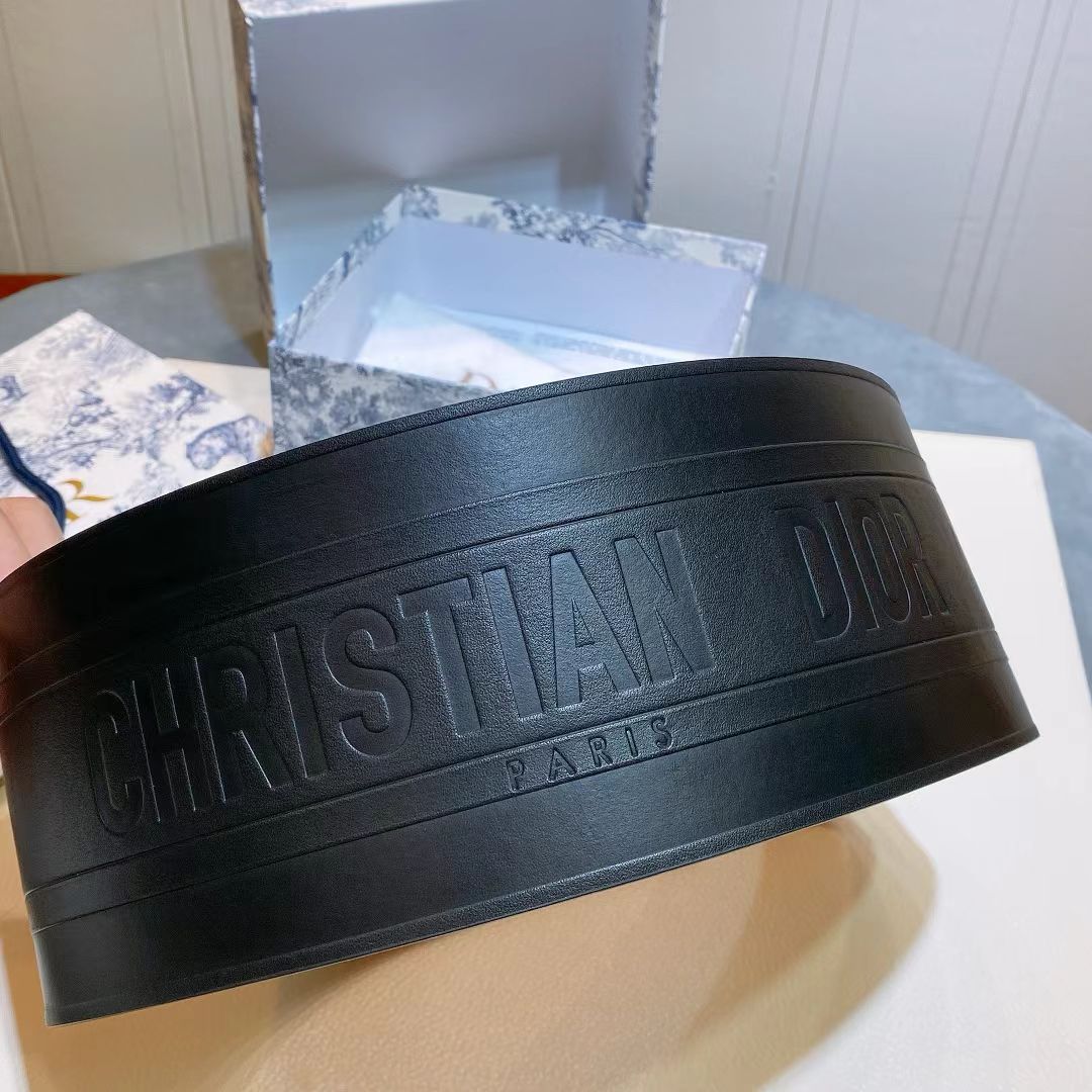 CD Double-Buckle Belt Black Gold hardware in Leather
