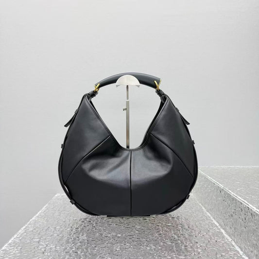 YSL Mombasa Shoulder Bag Black Paneled Leather