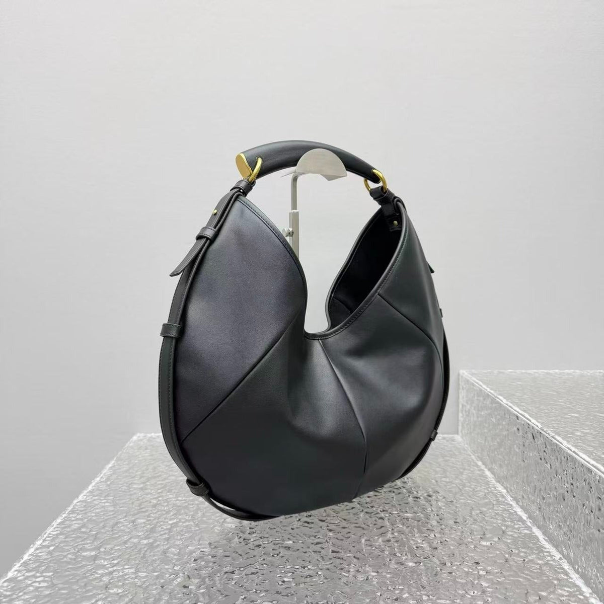 YSL Mombasa Shoulder Bag Black Paneled Leather