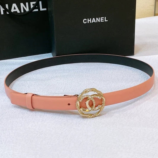 Chanel 2026 CC Rhinestone Twisted Belt 20mm Calfskin