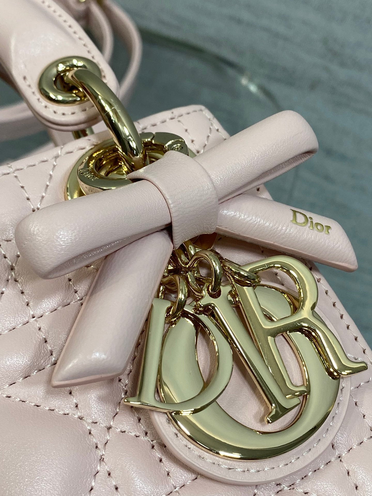 Dior 2026 Bow Lady Dior Pink Cannage Lambskin With Gold Charm 286609