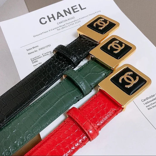 Chanel 2026 Crocodile-Embossed Belt 30mm Calfskin