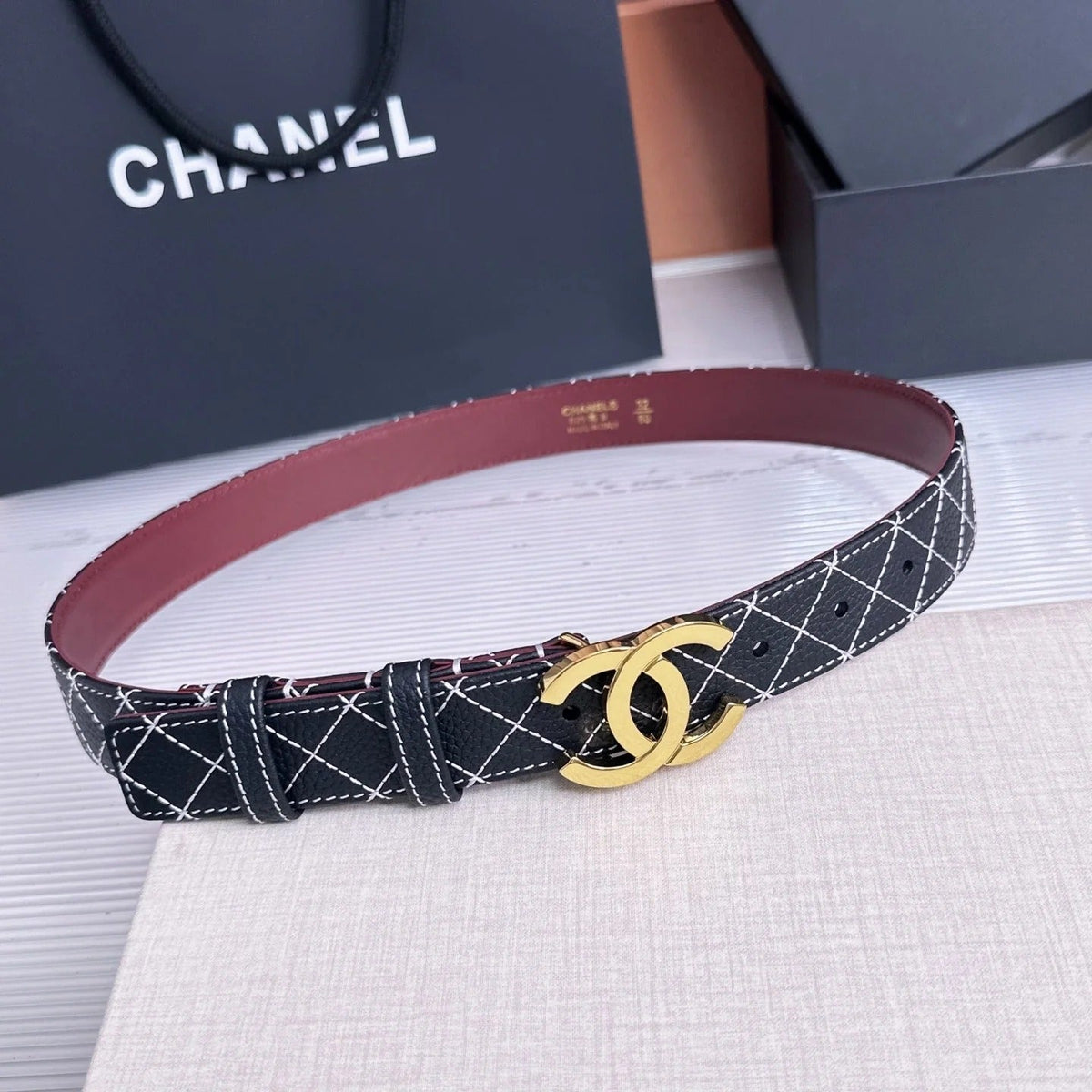 Chanel 2026 Matelassé Belt 30mm Cowhide 215561