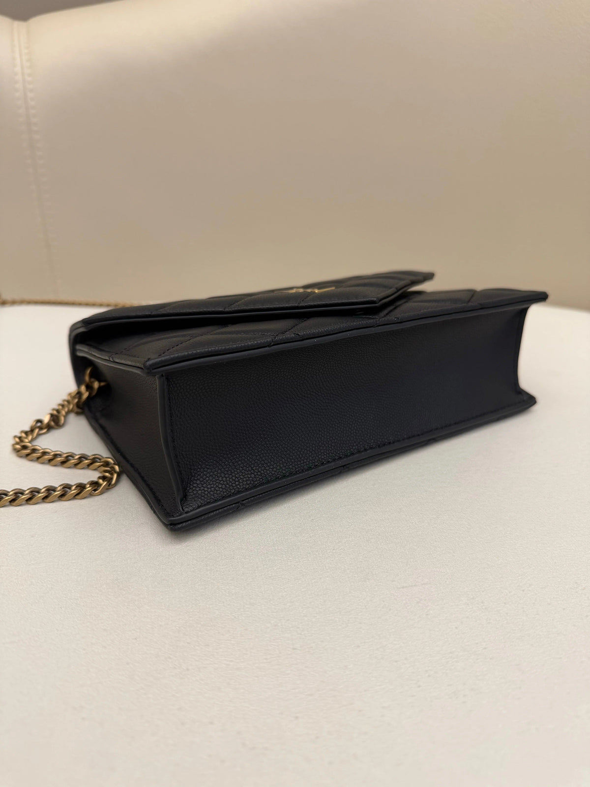 YSL 2026 Saint Laurent Paris Chain Wallet 20cm Black Calfskin