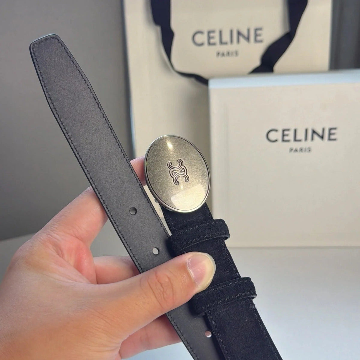 Celine 2026 Triomphe Slim Belt 13mm Leather 212866