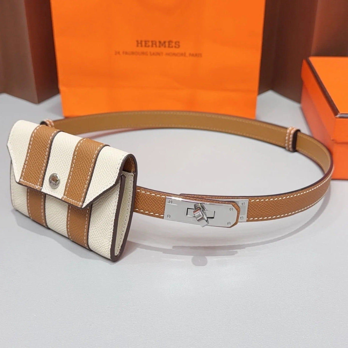 Hermes 2026 Kelly Pocket Bayadere Belt 18mm Leather 216166