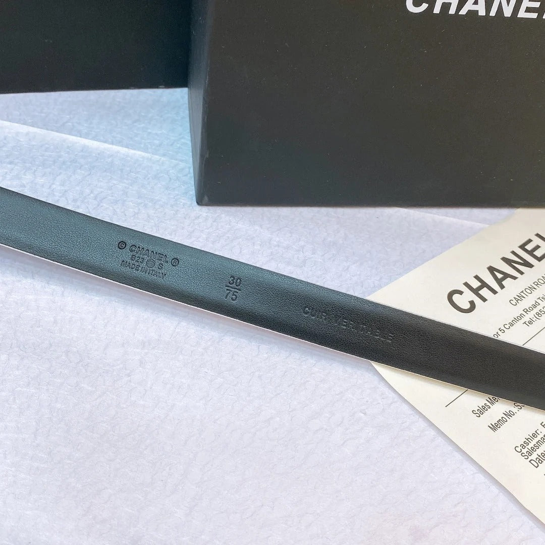 Chanel 2026 CC Rhinestone Twisted Belt 20mm Calfskin