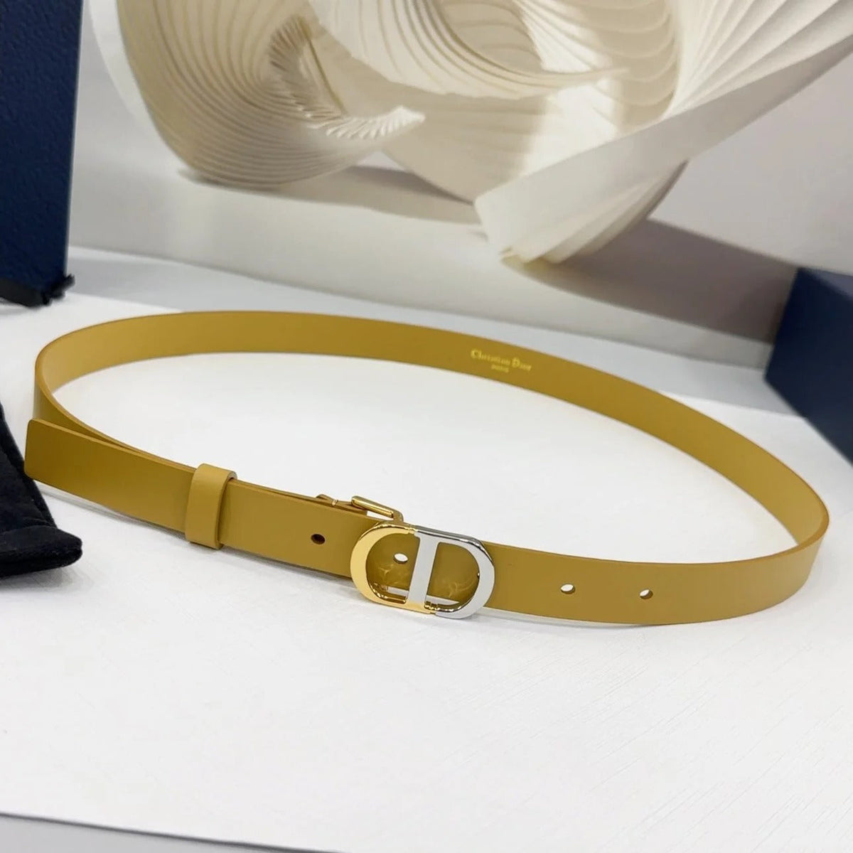 Dior 2026 Two-Tone Buckle Belt 20mm Leather 186140