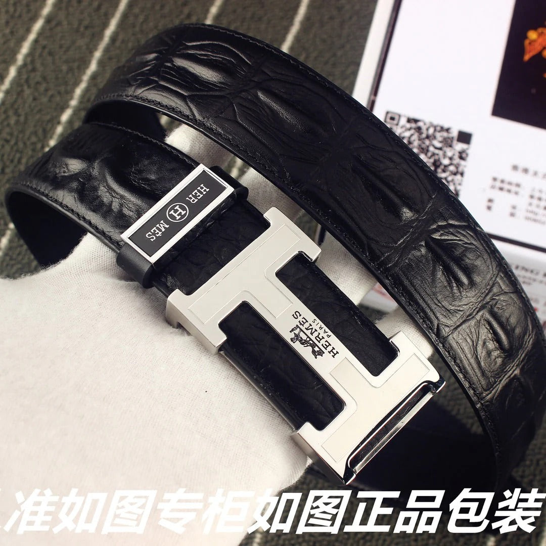 HM Original Belt 38mm Black Epsom Sliver Buckle 620267