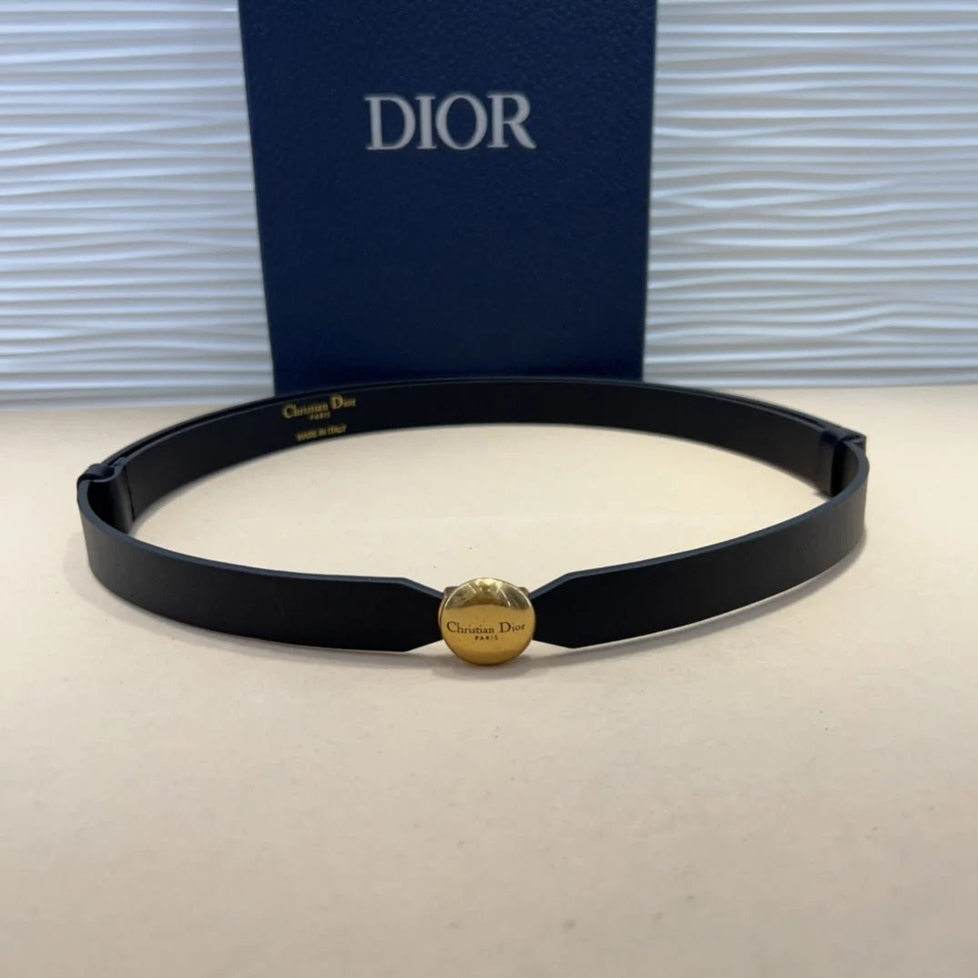 Dior 2026 D-Pépite Belt 15mm Black Leather 184991
