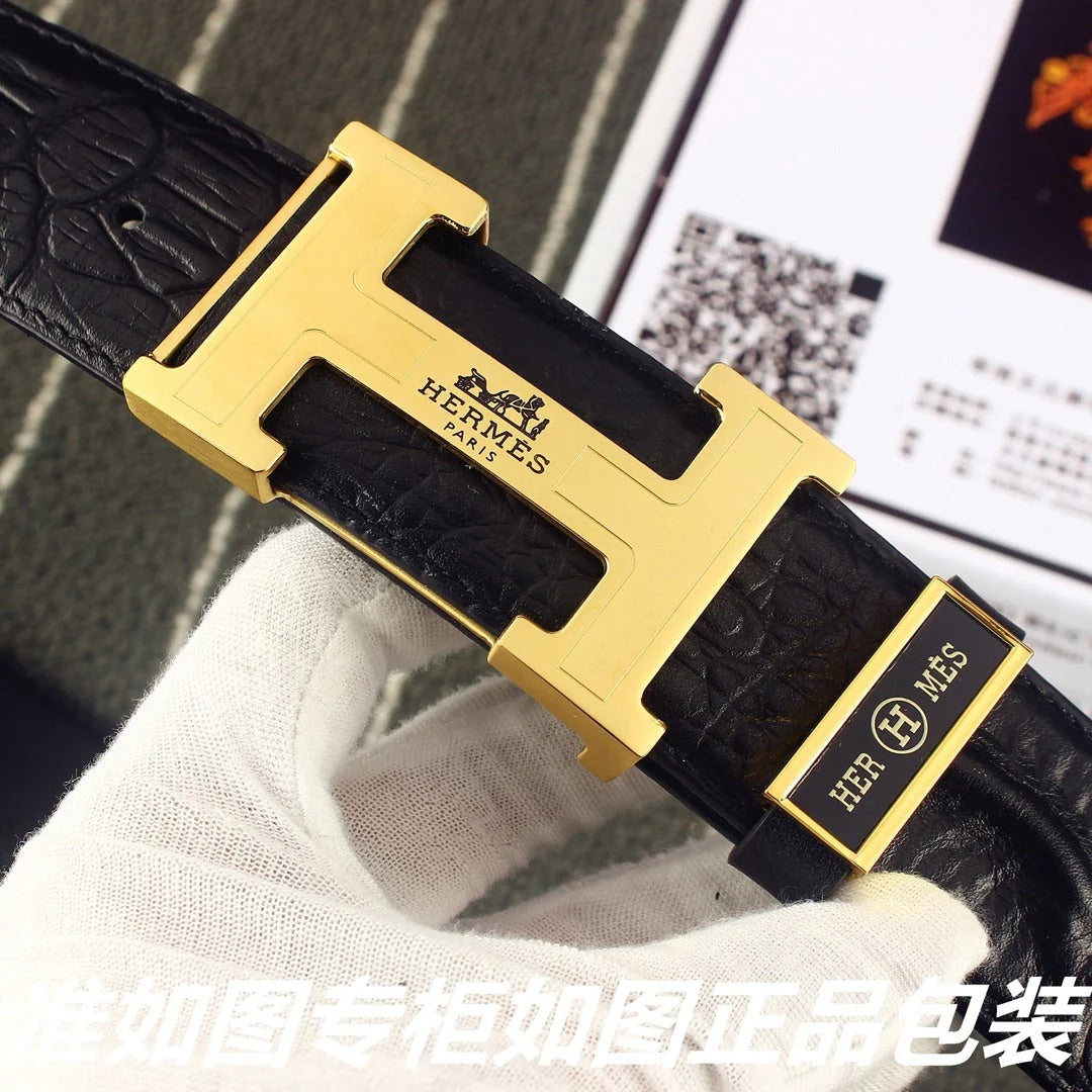 HM Original Belt 38mm Black Epsom Gold Buckle 620266