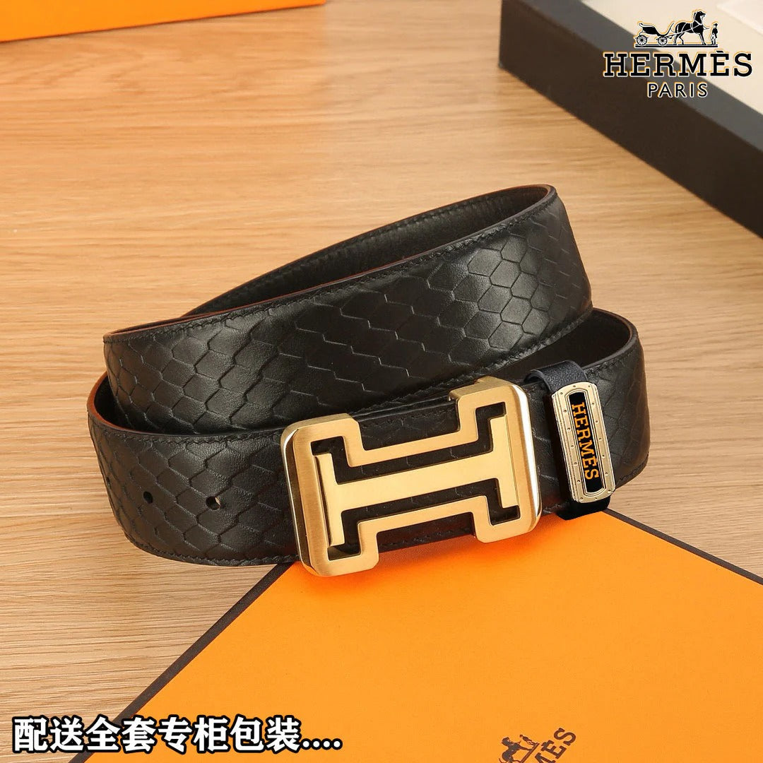 HM Constance Belt 38mm Black Togo Leather 619662