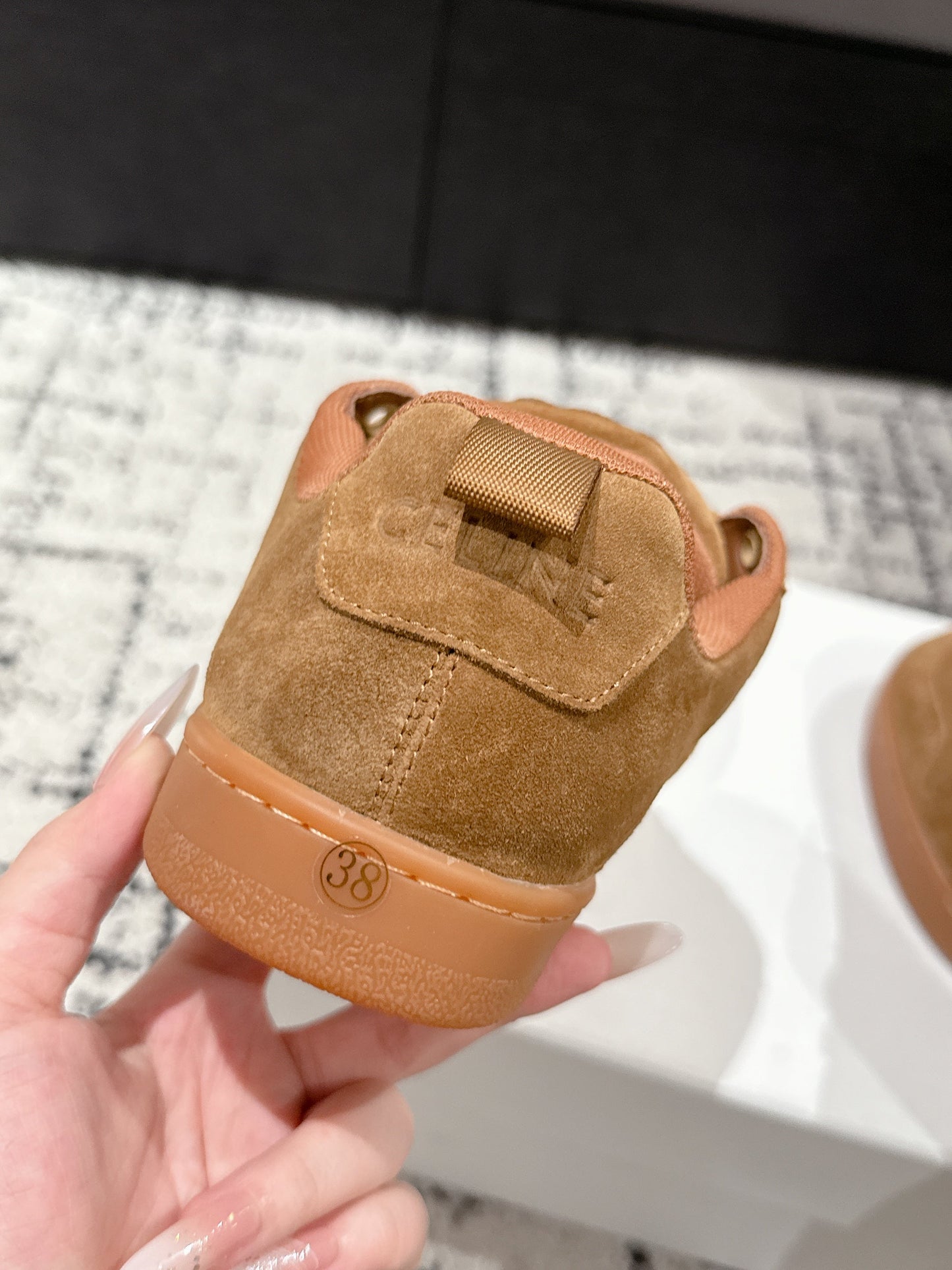 CELINE 25C Huntington Low Top Sneaker Copper Brown Suede 232345