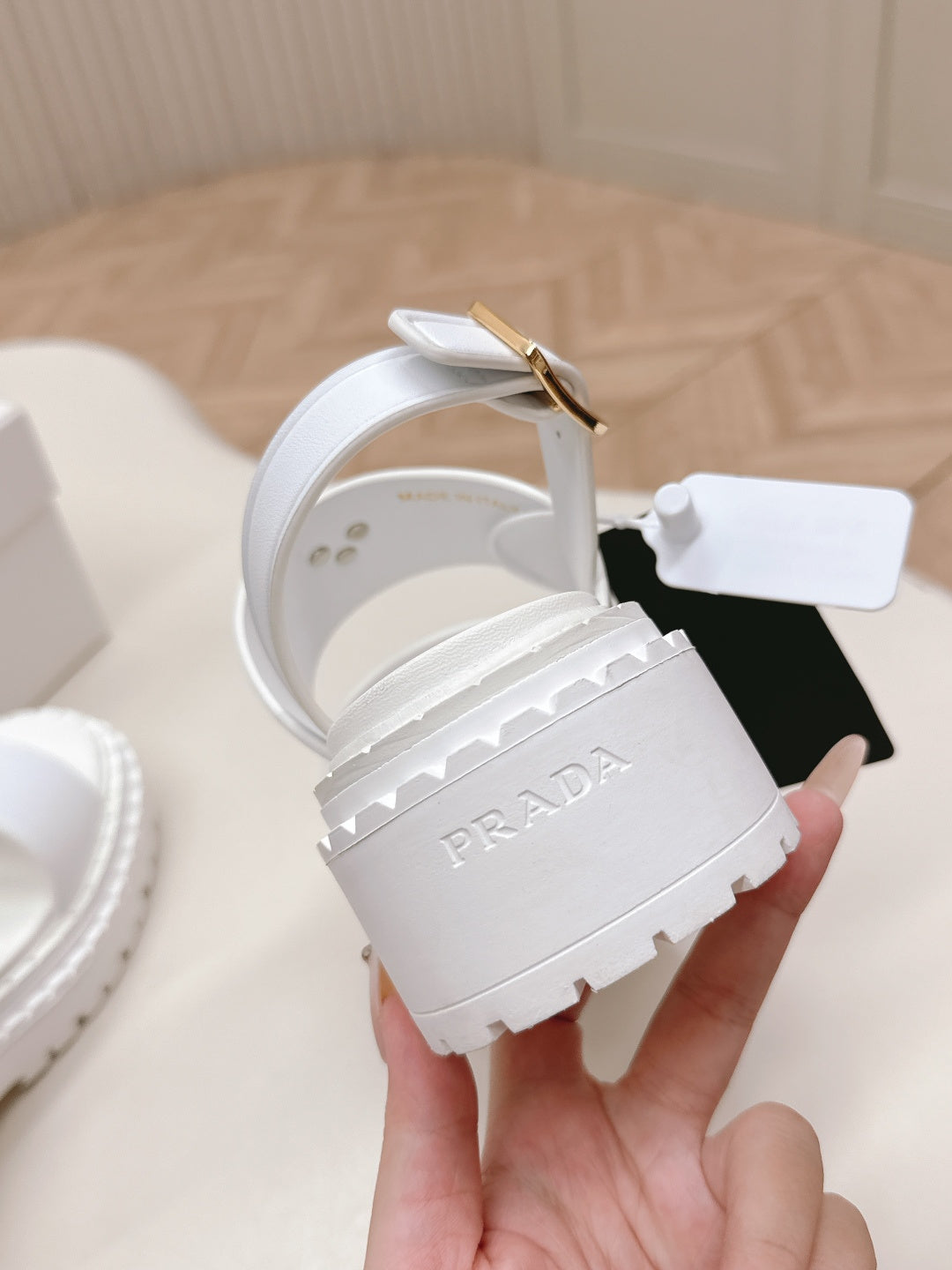 PRA 26S Platform Sandals White Cowhide 600567