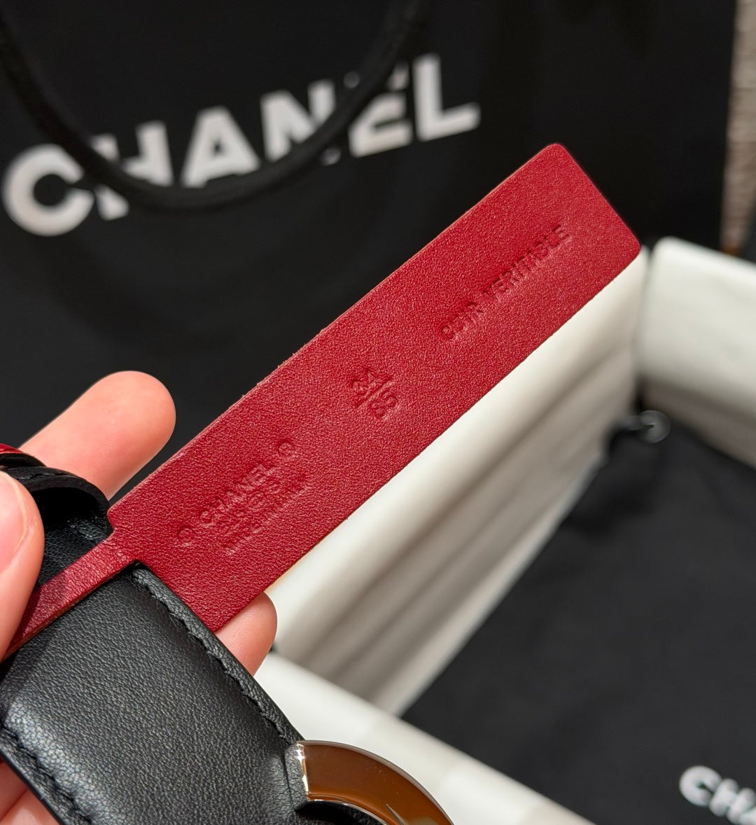 CC 26s Belt 3cm Burgundy Black Leather 213851