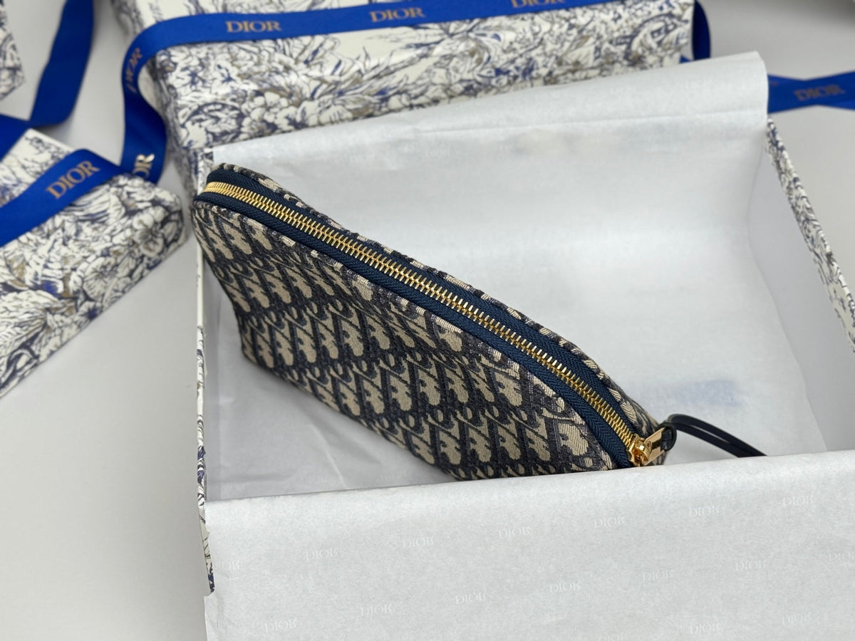 CD Oblique Beauty Case 24cm Blue Jacquard