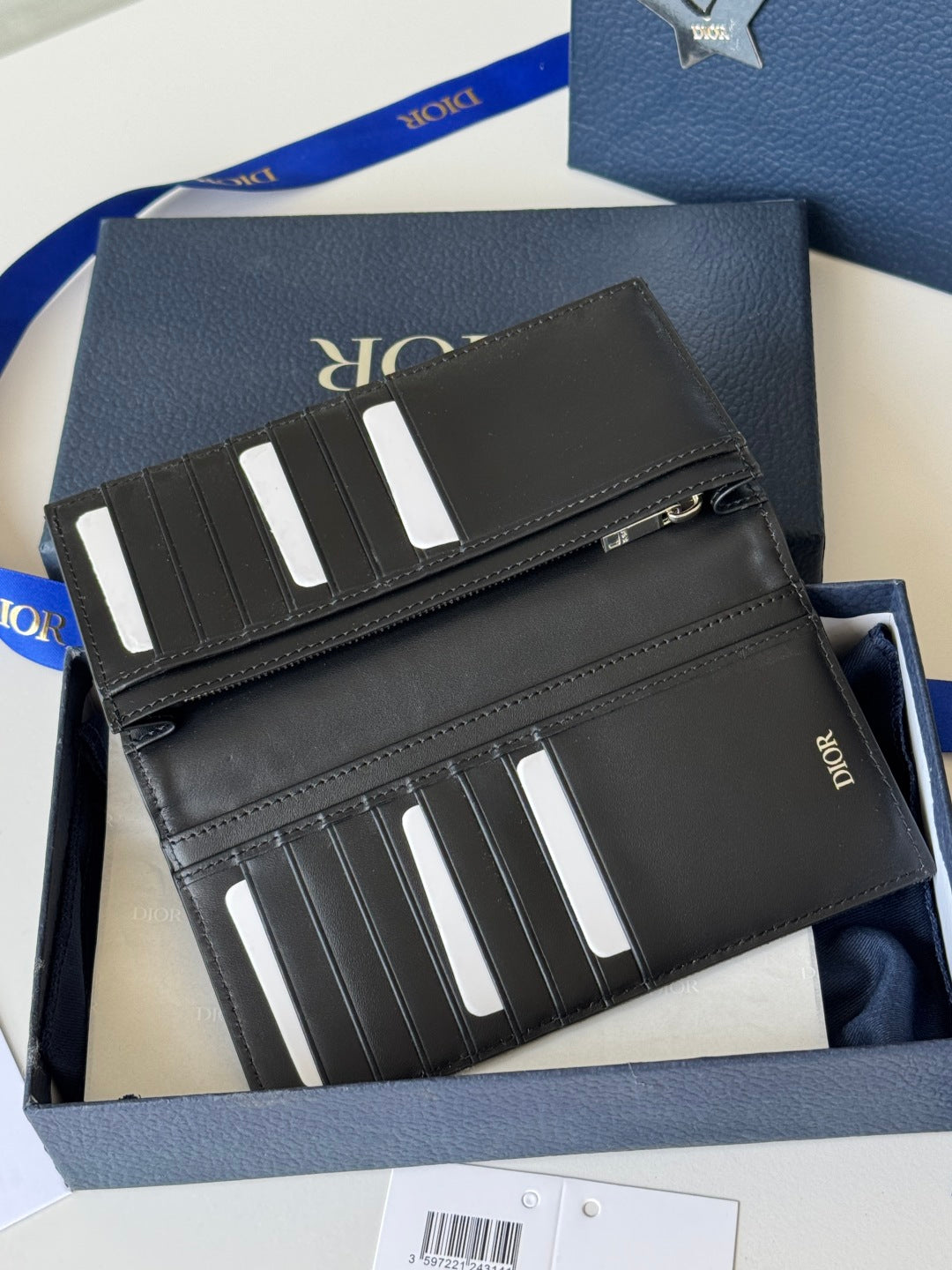 CD Long Vertical Wallet  Black Jacquard Cowhide