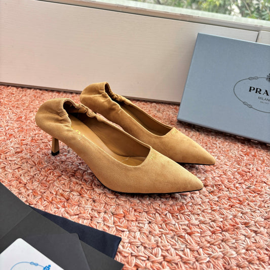 Prada Pointed-Toe Pumps Brown Suede 604176