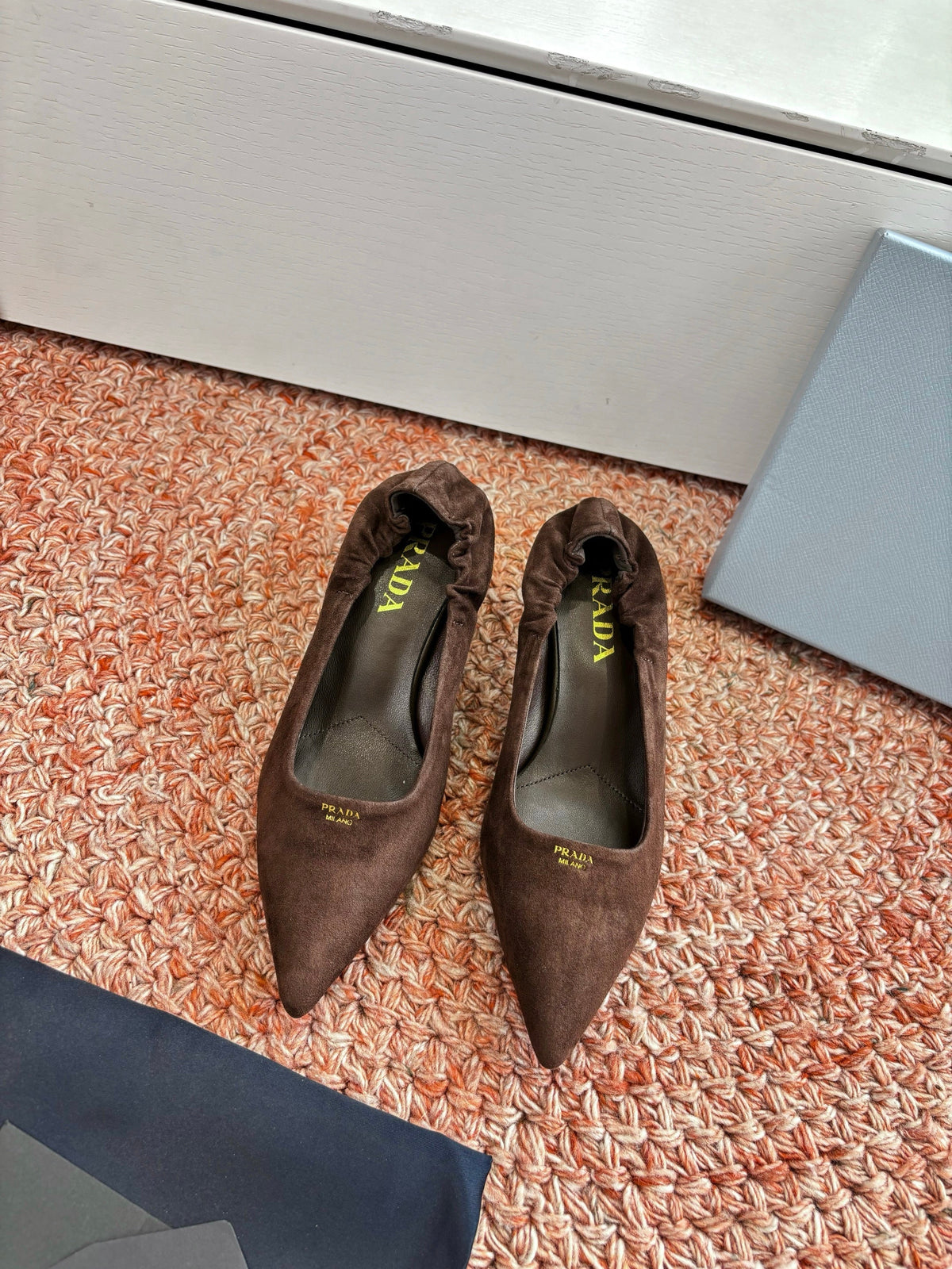 Prada Pointed-Toe Pumps Brown Suede 604173