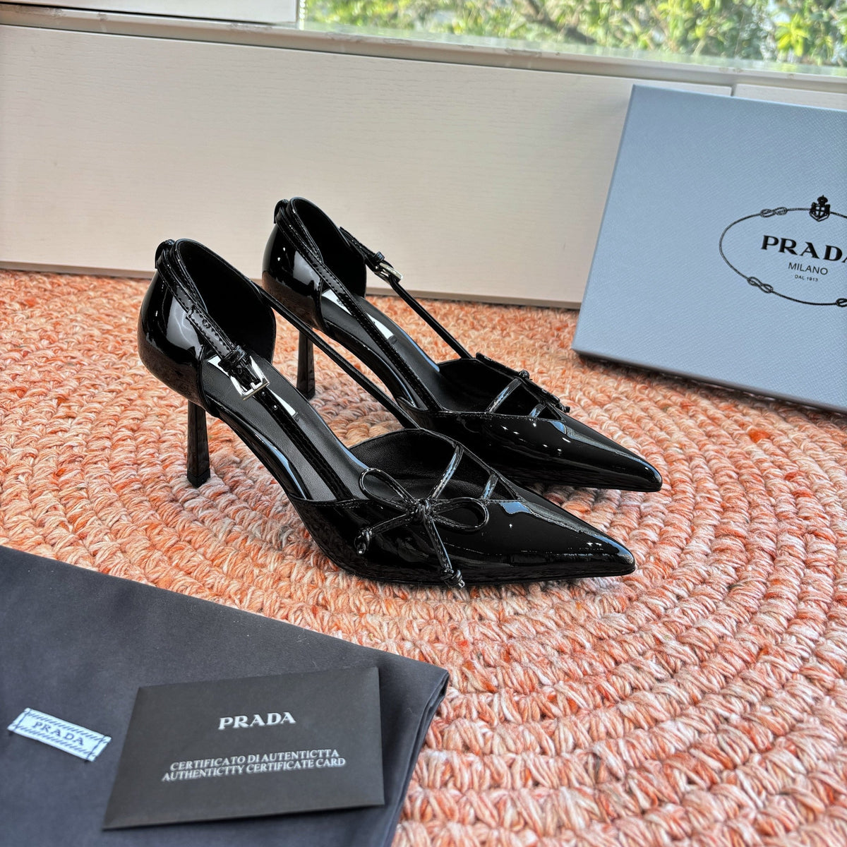 Prada G887 26s Slingback Black Patent Leather 604187