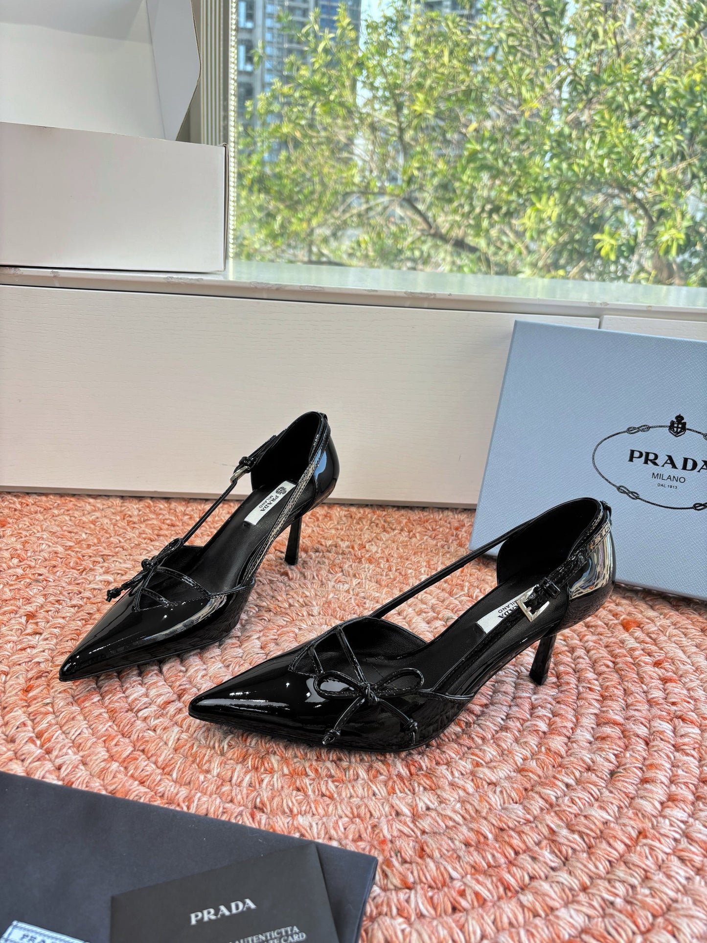 Prada G887 26s Slingback Black Patent Leather 604187