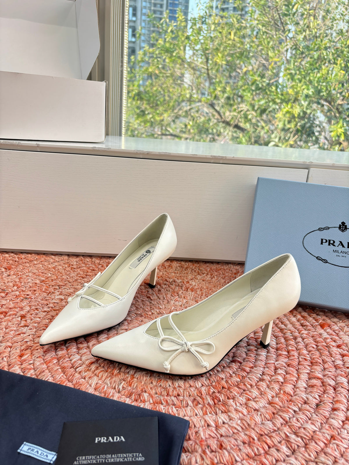 Prada G887 26s Slingback White Cowhide 604195