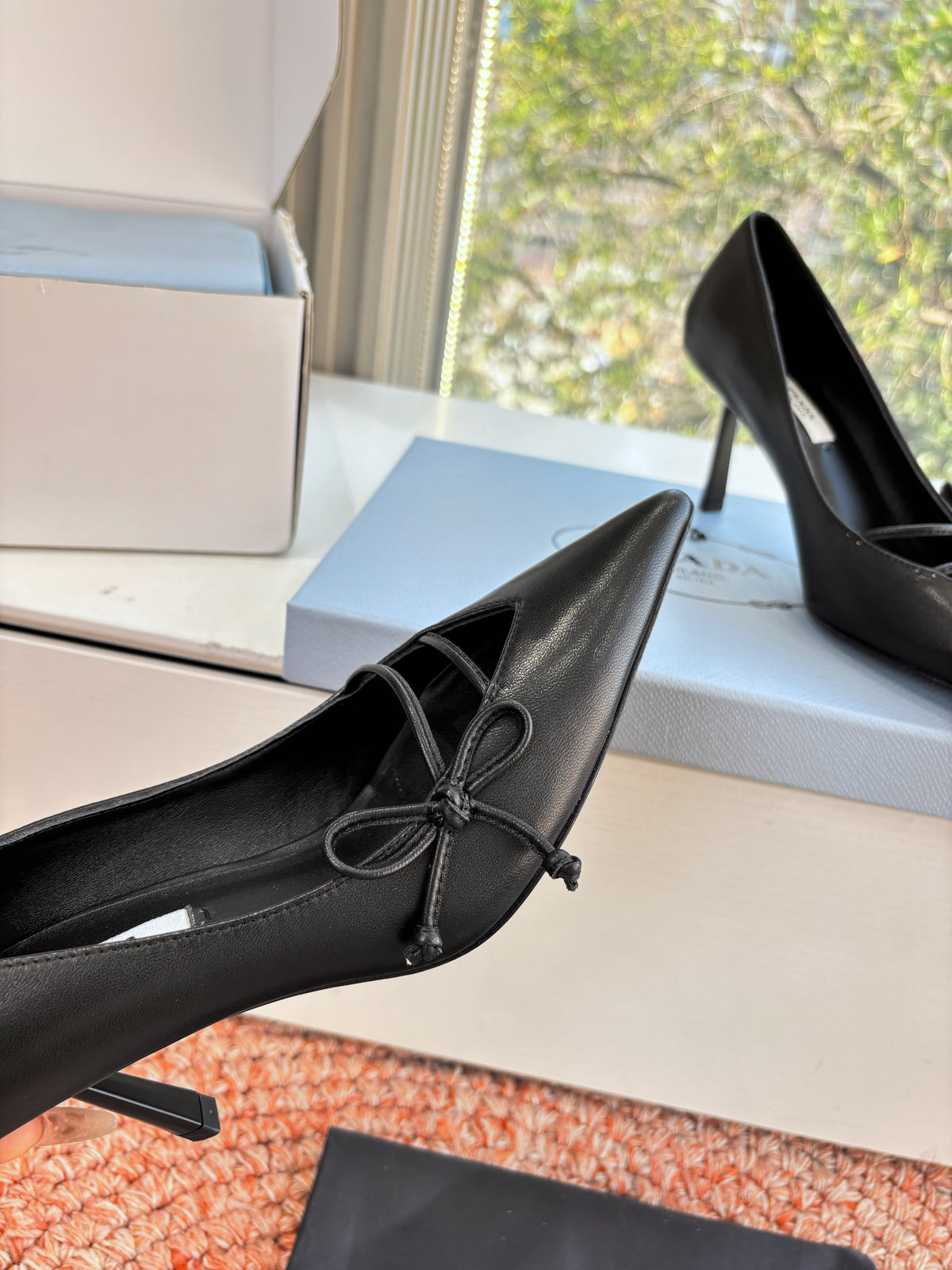 Prada G887 26s Slingback Black Cowhide 604197