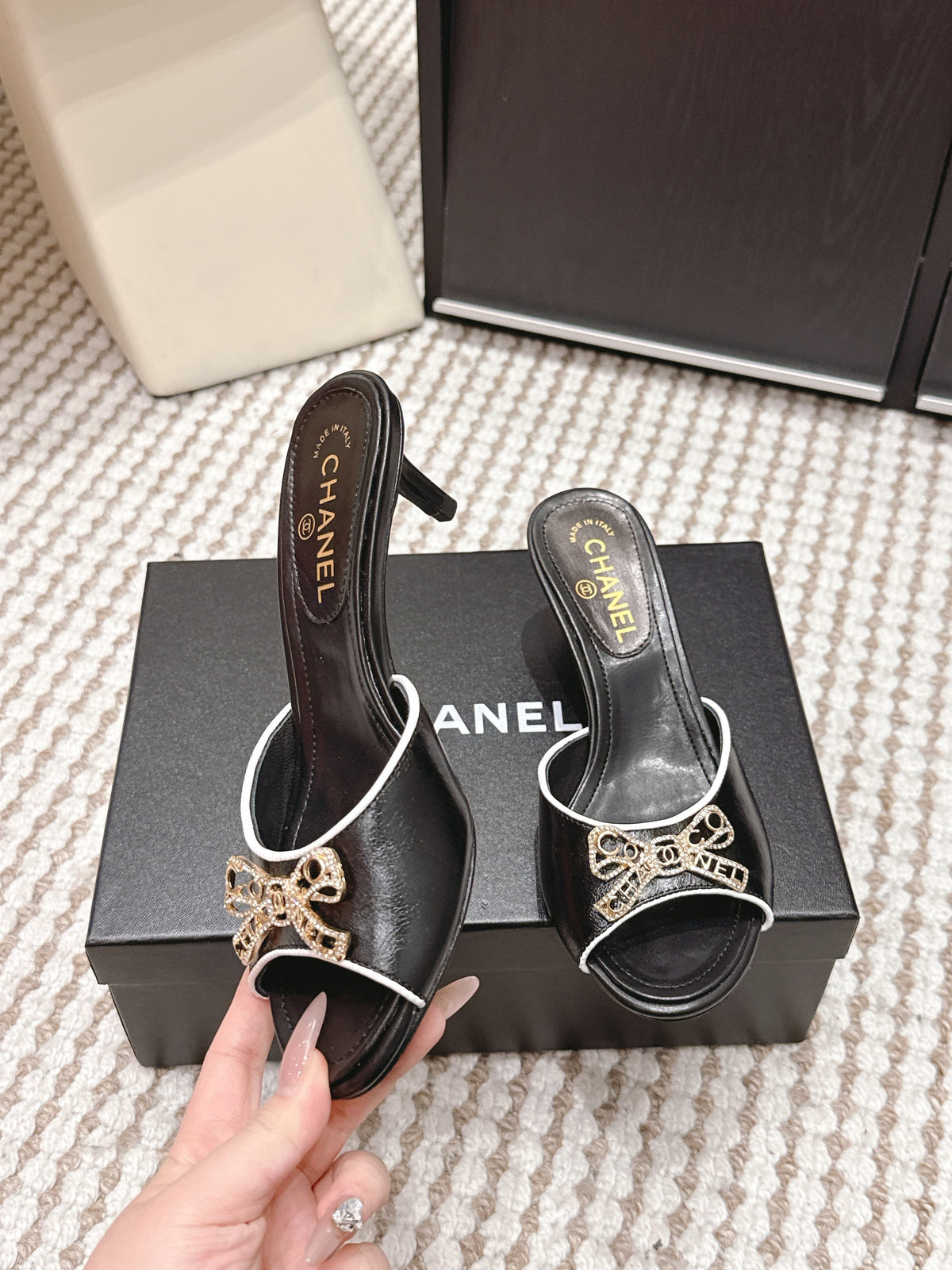 CC 26s Stiletto Sandals 55 Beige Calfskin 652568