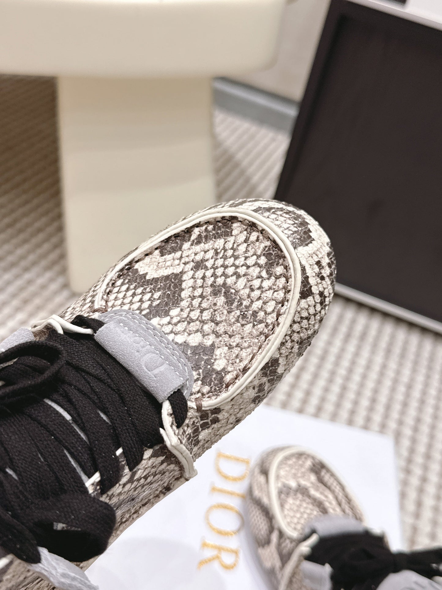 Dior Roadie Sneaker Black Light Grey Python Leather 661982