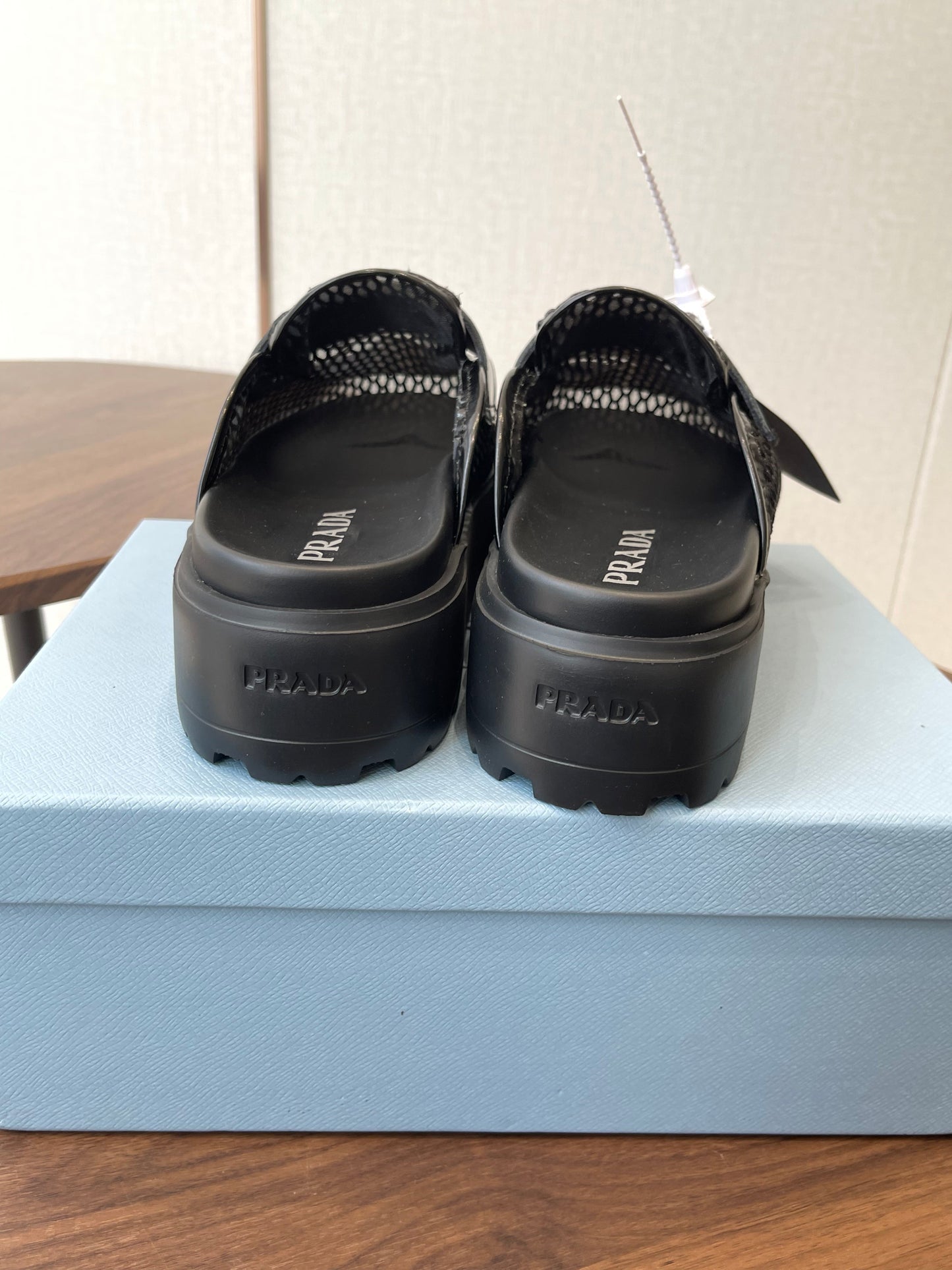 Prada 26s Mules Black Mesh Fabric 727681