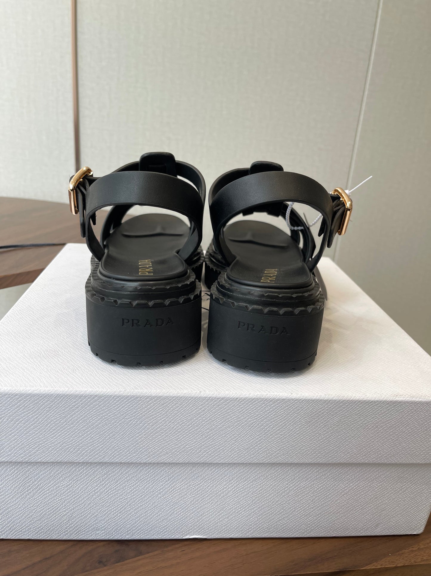 Prada Strappy Sandals 5.5cm Black Leather 728556