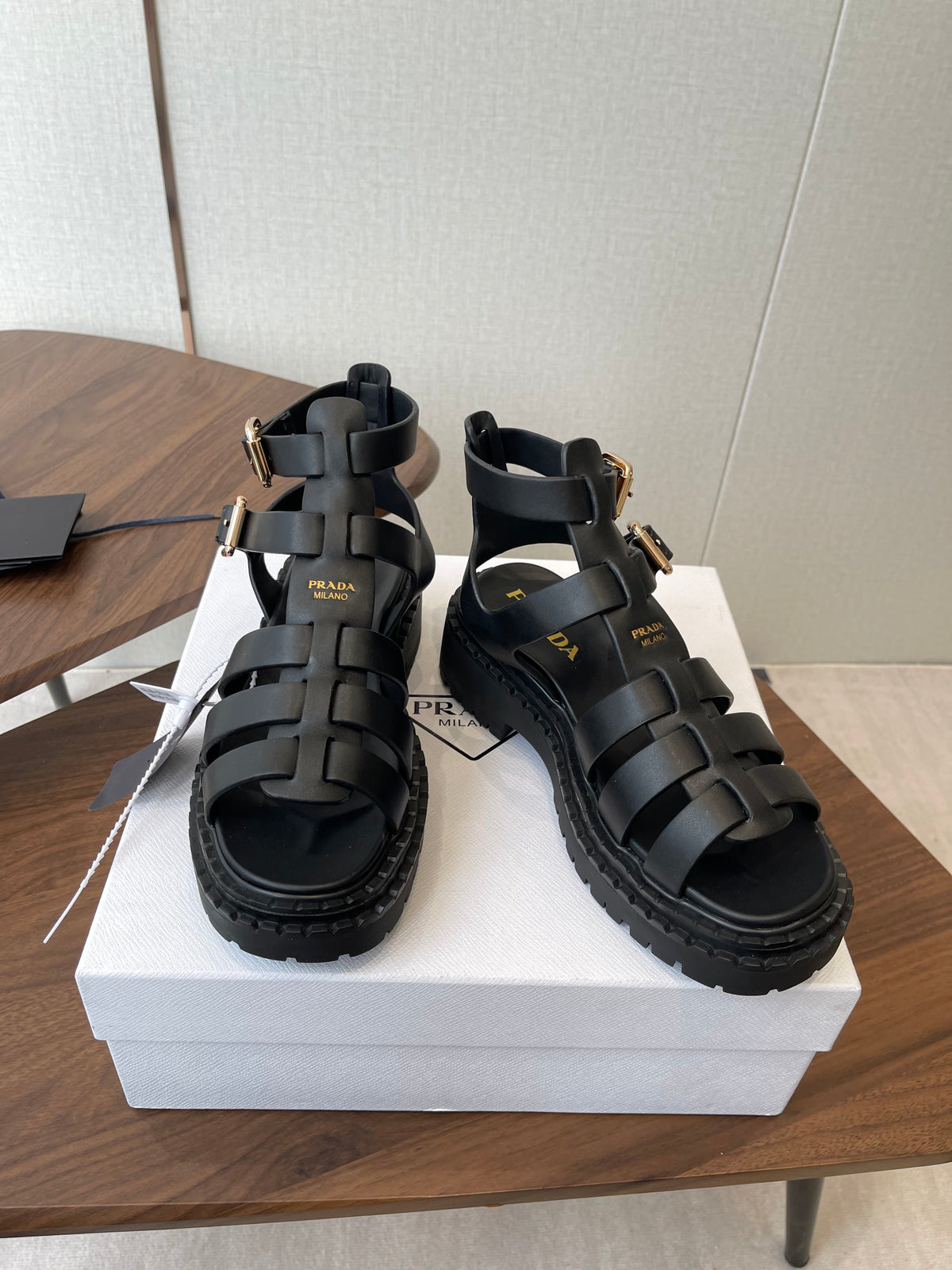 Prada Strappy Sandals 5.5cm Leather 728559