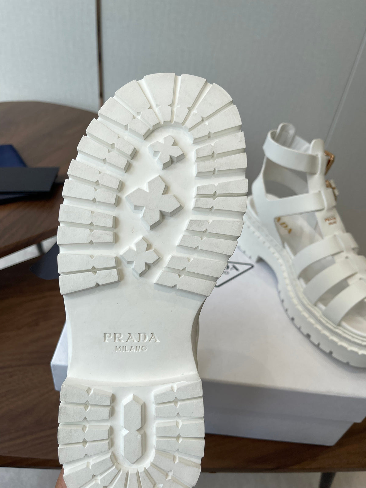 Prada Strappy Sandals 5.5cm White Leather 728560