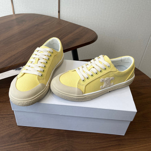 Celine Alan Sneakers Light Yellow Canvas Rubber 790668