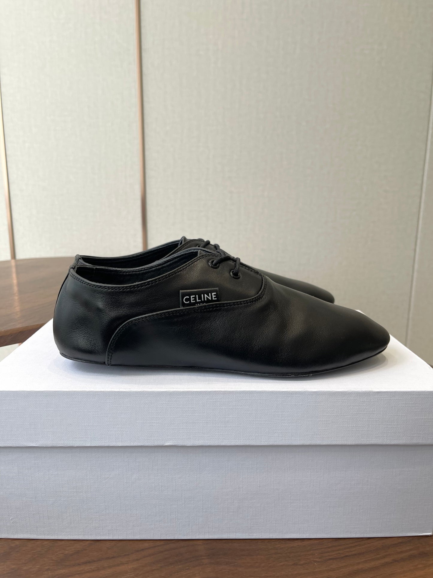 Celine Ballet Lace-Up Shoe Black Lambskin 790671