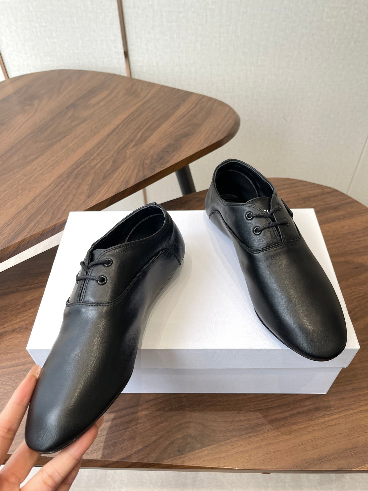 Celine Ballet Lace-Up Shoe Black Lambskin 790671