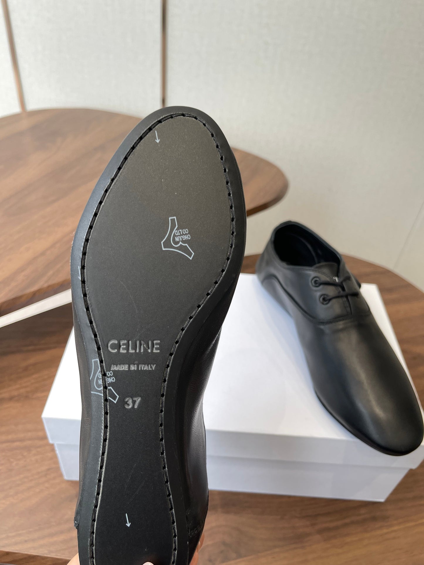 Celine Ballet Lace-Up Shoe Black Lambskin 790671