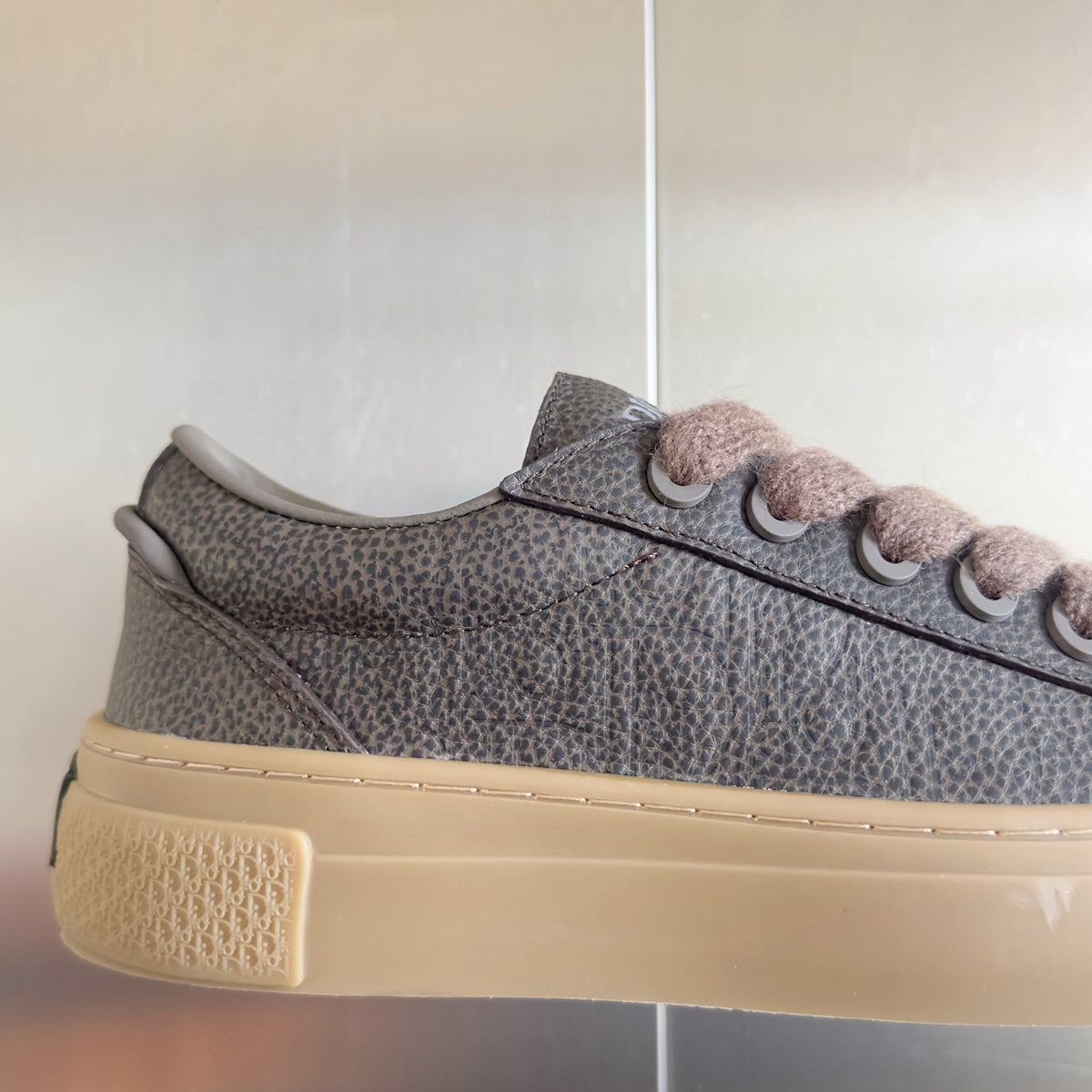 CD 26 B33 Platform Sneakers Dark Gray Monogram Cowhide 609188