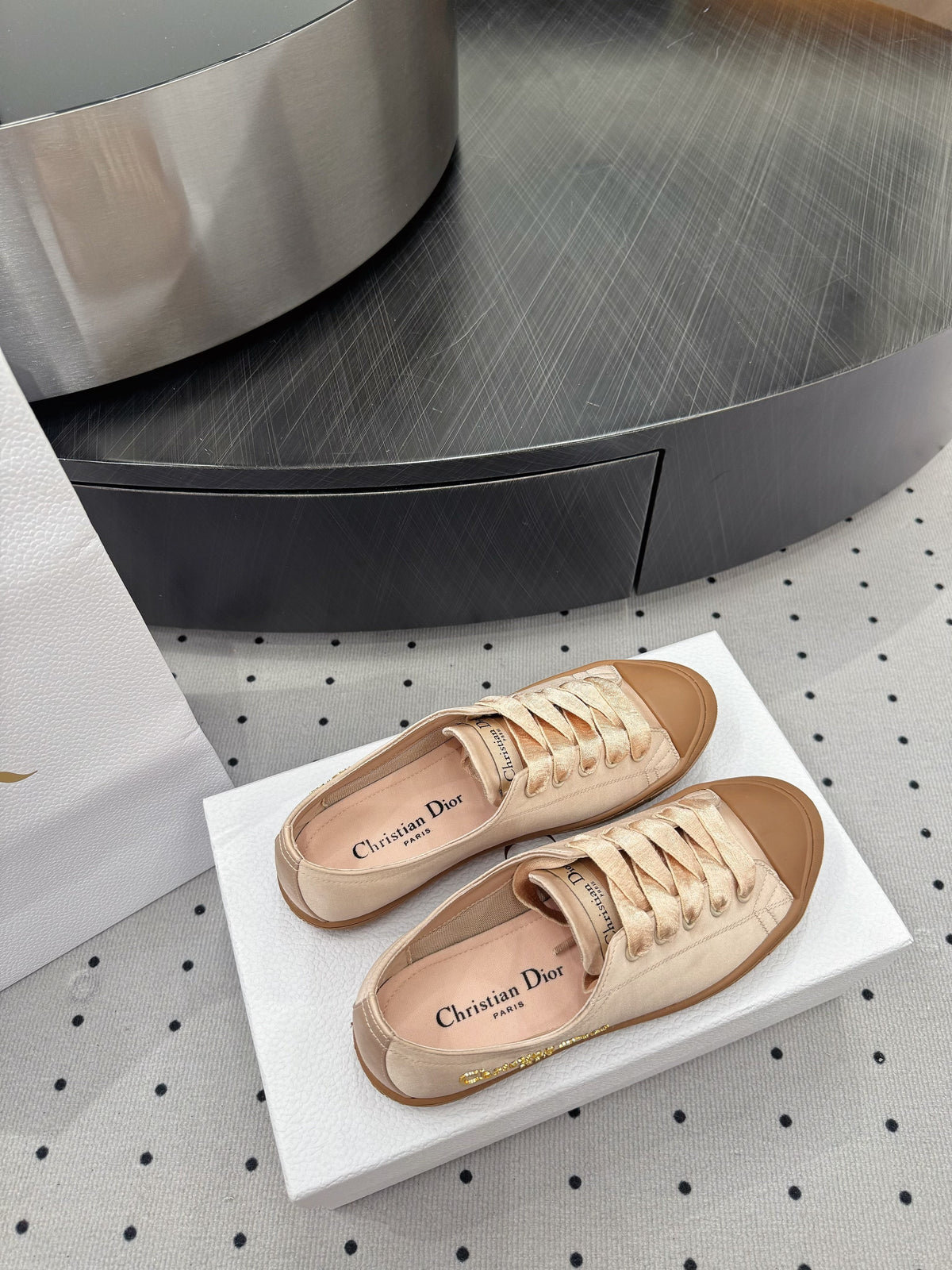 Dior Lucky Sneaker Beige Satin  618070