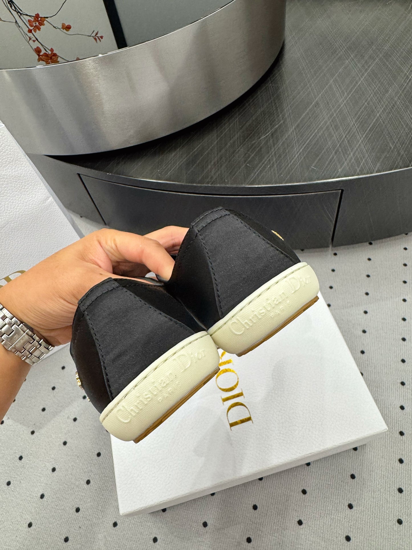 Dior Lucky Sneaker Black Satin  618071